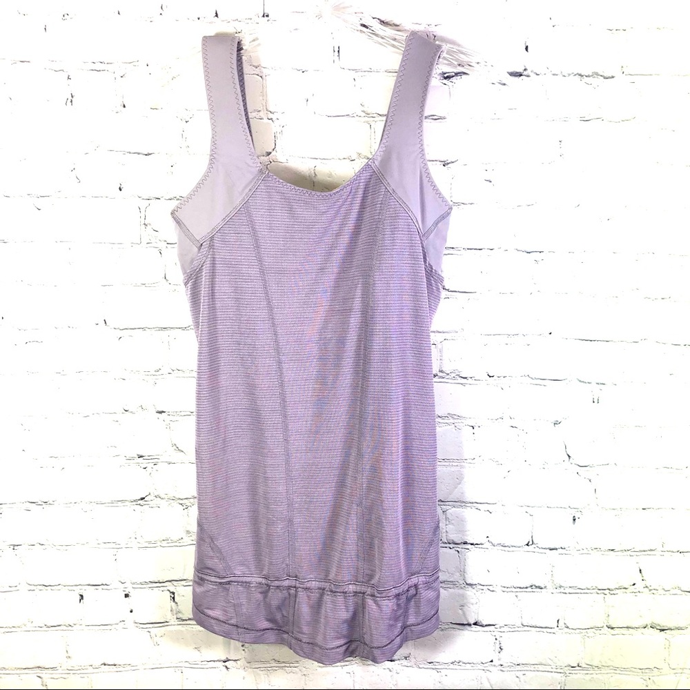 Lululemon Lavender Yoga‎ Tank Top Size 4 Toggle Ruffle Bottom Athleisure
